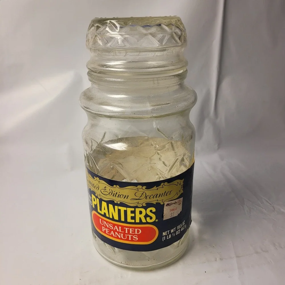 Planters Peanuts Glass Decanter Vintage 1984 Mr Peanut Limited Edition Jar